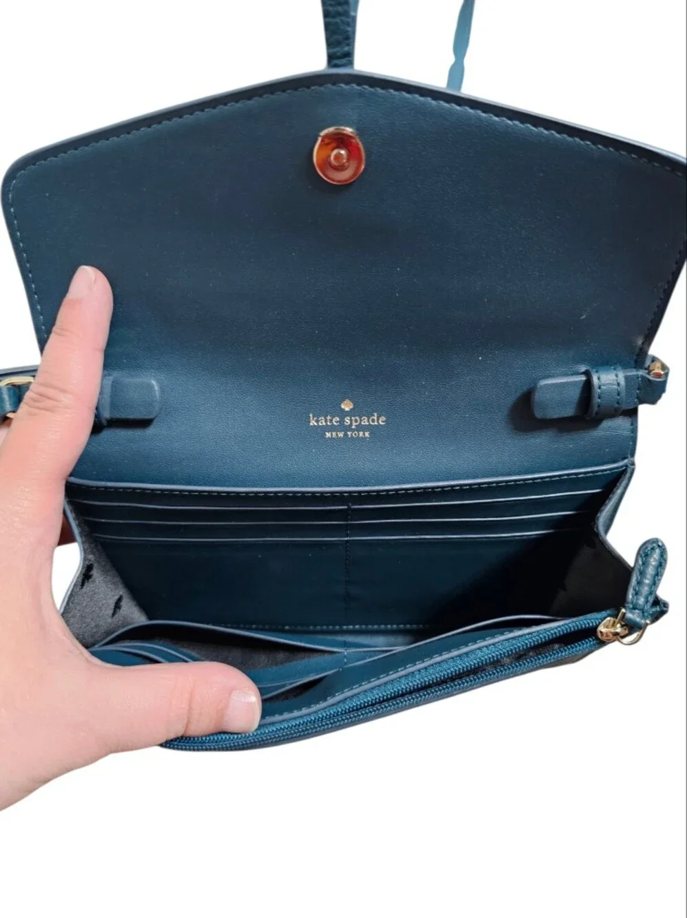 Kate Spade Small Teal Blue Leather Crossbody Bag